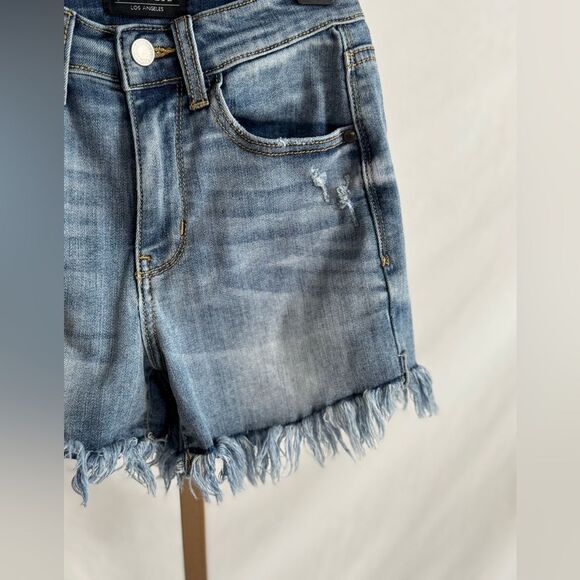 Judy Blue Women’s Size XS Panama High Rise Trucker Denim Jean Shorts Frayed - Picture 7 of 9